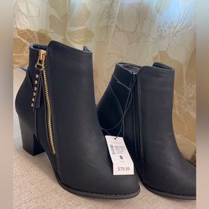 Black Heeled Coat Shoes with Zipper - High Quality